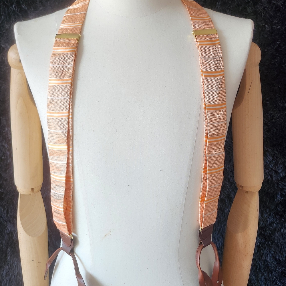 Paul Fredrick Orange and Brown Suspenders